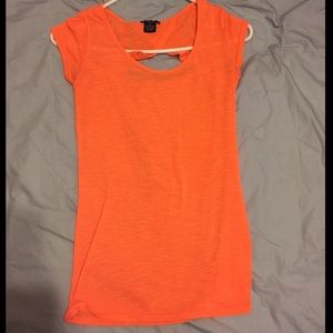 Neon orange cotton t- shirt
